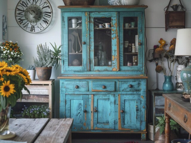 Blue Up-cycled Cabinet